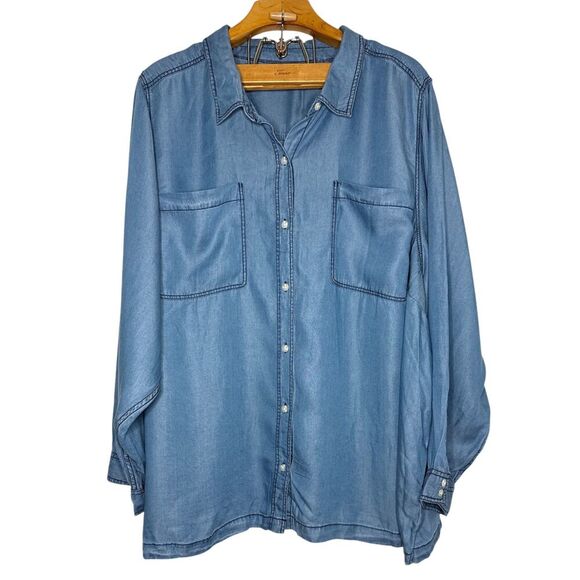 Torrid Women Chambray Denim Button Down Long Sleeve Plus Size: 6X - Picture 1 of 8